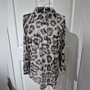 INC International Concepts L. Sheep Mesh Leapprd Print Top